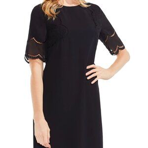 Vince Camuto Lace Inset Shift Dress (X-Small) - Rich Black